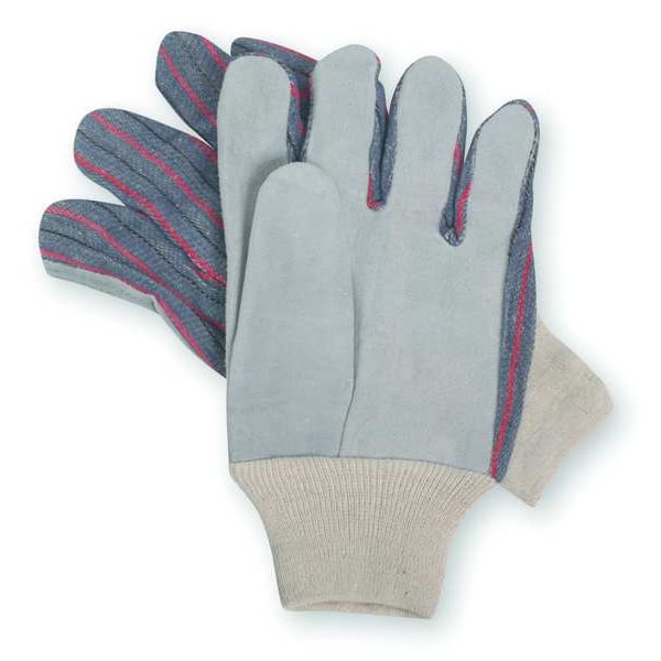 Condor Leather Gloves, Cowhide, Knit Cuff, Straight Thumb, Full Finger, Gray, XL, 1 PR - 2MDA3