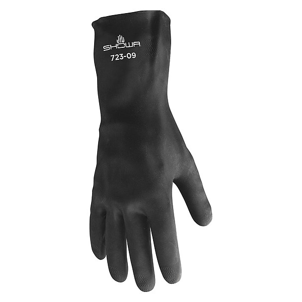 Showa 723 Chemical Resistant Gloves, Neoprene, 13 in L, 24 mil, Black, 10, 1 PR - 723 10