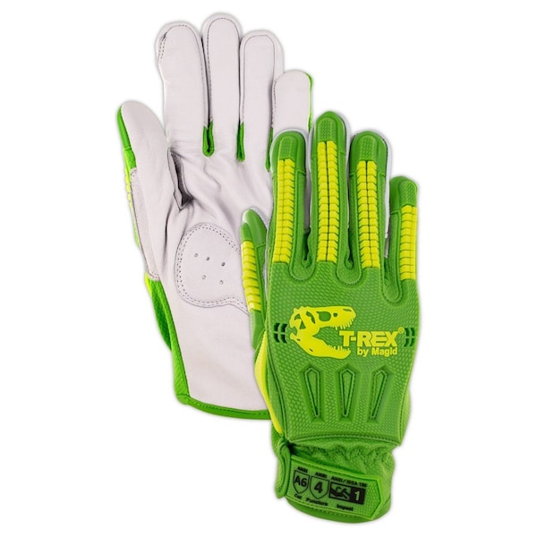 Magid TREX Windstorm Series TRX743 HiViz Mesh Goat Skin Leather Palm Impact GloveCut Level A6 - TRX743XXL