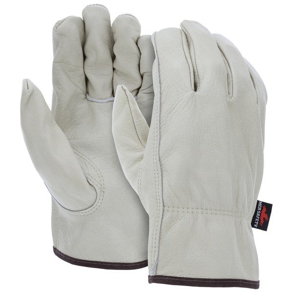 Mcr Safety Cowhide Drivers Gloves, Medium, Leather, Beige - 3211M