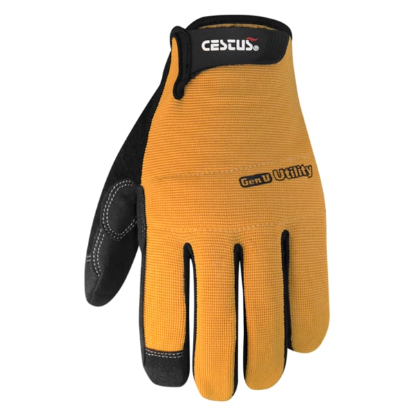 Cestus Yellow Work Gloves with Synthetic Leather Palm, XL - 6014-XL