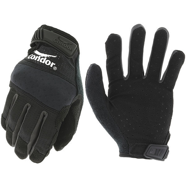 Condor Condor Mechanics Gloves, Synthetic Leather Palm, Polyester Back, 10, Black - 488C66