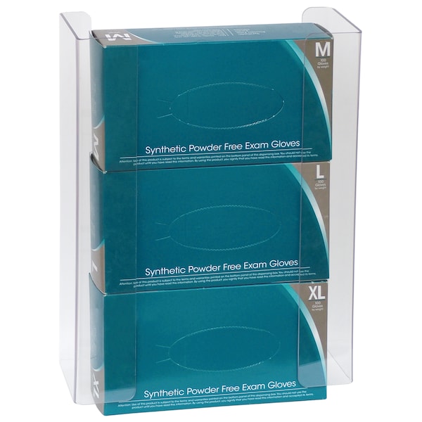 Omnimed Triple Clear PETG Horizontial Mount Glove Box Holder - 305362