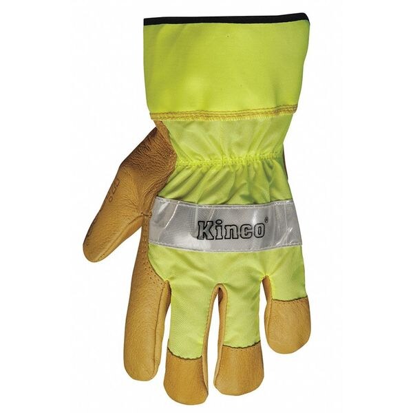 Kinco Leather Gloves, L, Hi Vis Green, PR - 1919-L