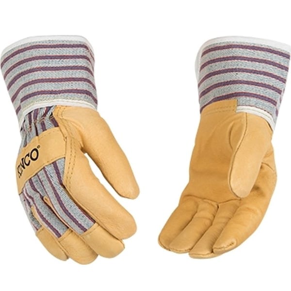 Kinco Protective Gloves with Safety Cuff, Wing Thumb, BlueGrayYellow - 1927-Y