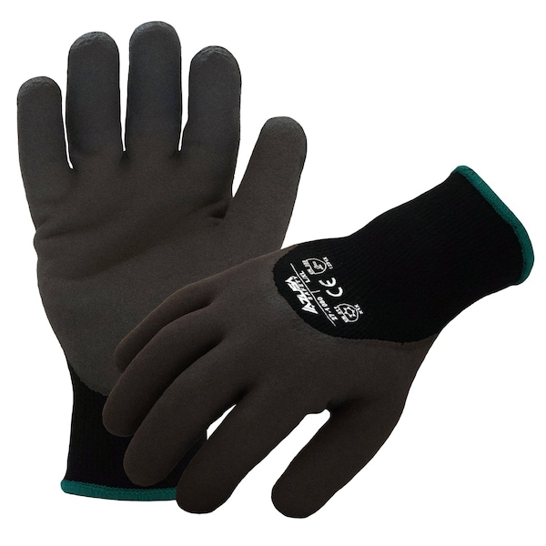 Azusa Safety Coated Winter Work Gloves, Knit Wrist Cuff, Black/Black, Small/Medium - 27-1080