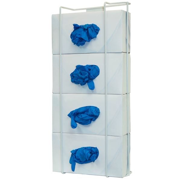 Bowman Dispensers Glove Box Dispenser, Powder-Coated Steel Wire, Holds (4) Boxes , White - GL044-0613