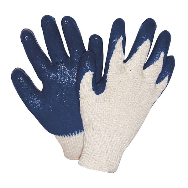 Tillman Coated Gloves, Latex, Palm, Not Rated Abrasion Level, Blue, L 1 PR - 1538