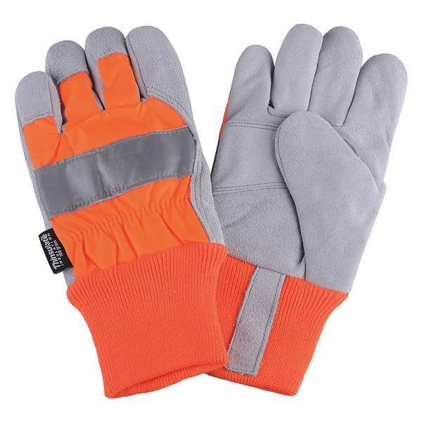 Condor Leather Gloves, Cowhide, Knit Cuff, Wing Thumb, Full Finger, Orange, XL, 1 PR - 4NHF7