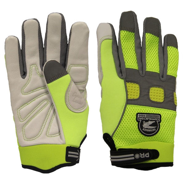 Gatorback High Visibility Goat Skin DuraGrip Work Gloves, Glove Size: M - 635-M
