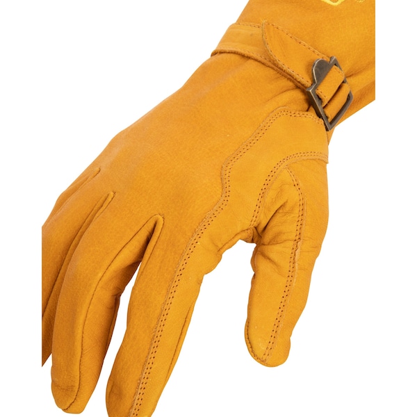 Estwing Leather Drivers Gloves, Buffalo Leather, Adjustable Wrist Strap, Keyhole Thumb, Russet Brown, M - EWADJLD0809