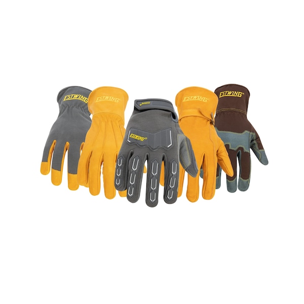 Estwing Leather Drivers Gloves, Buffalo Leather, Adjustable Wrist Strap, Keyhole Thumb, Russet Brown, M - EWADJLD0809