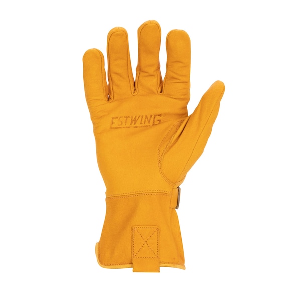 Estwing Leather Drivers Gloves, Buffalo Leather, Adjustable Wrist Strap, Keyhole Thumb, Russet Brown, M - EWADJLD0809