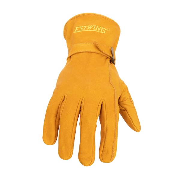 Estwing Leather Drivers Gloves, Buffalo Leather, Adjustable Wrist Strap, Keyhole Thumb, Russet Brown, M - EWADJLD0809