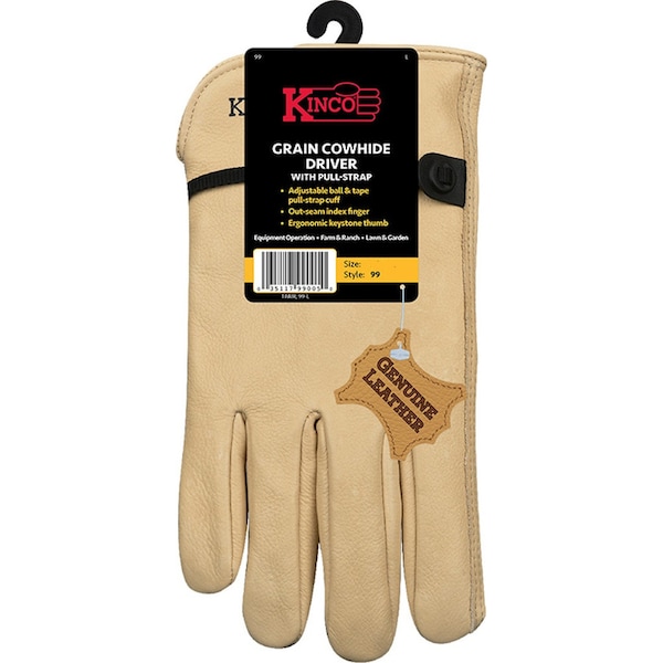 Kinco Kinco Men's Indoor/Outdoor Full Grain Driver Gloves Tan L 1 pair - 99-L