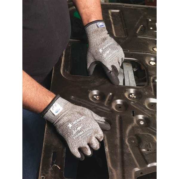 Mcr Safety Coated Gloves, Bi-Polymer Palm, HPPE/Acrylic Lining, Black/Gray, S ( 7 ) - N9690TCS