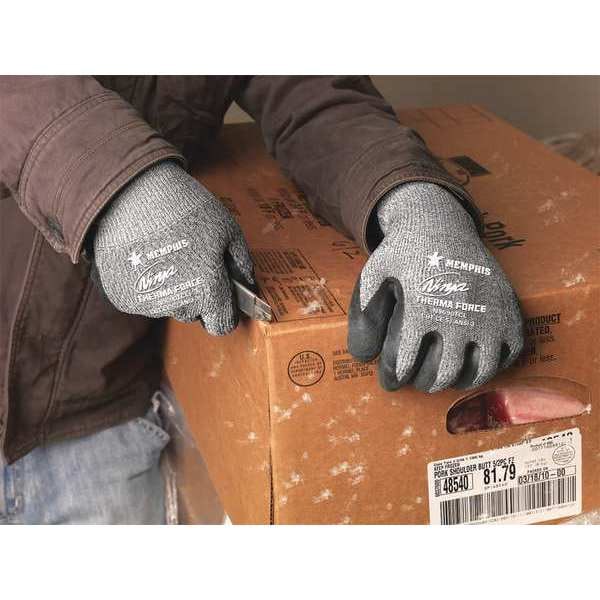 Mcr Safety Coated Gloves, Bi-Polymer Palm, HPPE/Acrylic Lining, Black/Gray, S ( 7 ) - N9690TCS
