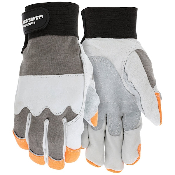 Mcr Safety Gloves, MCR MT Goat w/ Cow DPalm & Nomex Back L - 906DPHL