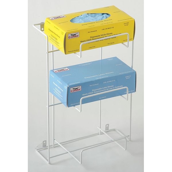 Zoro Select Glove Box Dispenser, PVC-Coated Steel, Holds (3) Boxes , White , 16-1/2"H  x 14" W  x 7"D - 6GKY8