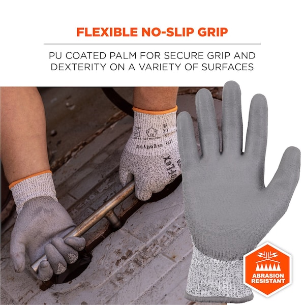 Ergodyne ANSI A3 PU Coated CR Gloves, Gray, Size L - 7030