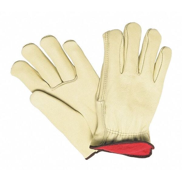 Mcr Safety Leather Drivers Gloves, Cowhide, Shirred Slip-On, Straight Thumb, Gunn Cut, Beige / Beige, L 12 PK - 3250L