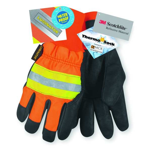 Mcr Safety Leather Drivers Gloves, Pigskin with Nylon Back, Knit, Wing Thumb, Gunn Cut, L 1 PR - 34411L