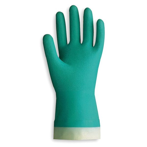 Showa Chemical Resistant Gloves, Nitrile, 13 in L, 15.00 mil, Green, XL, 1 PR - 730-10-V