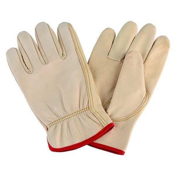 Condor Leather Drivers Gloves, Goatskin, Shirred Slip-On, Keystone Thumb, Gunn Cut, Beige, L 1 PR - 4TJZ7