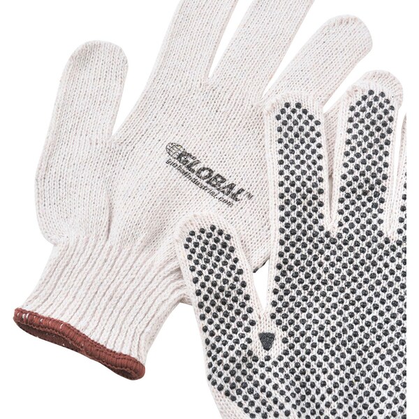 Global Industrial PVC Dot Knit Gloves, Single-Sided, Black, Large, 1-Dozen - 708352L