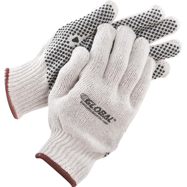 Global Industrial PVC Dot Knit Gloves, Single-Sided, Black, Large, 1-Dozen - 708352L