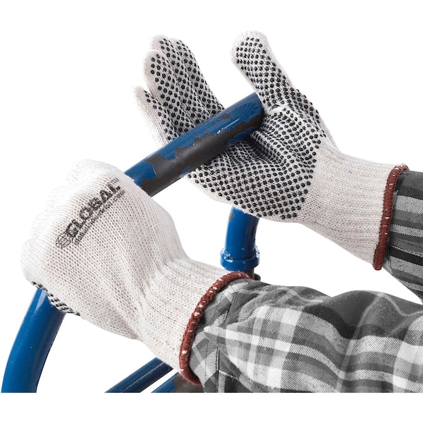 Global Industrial PVC Dot Knit Gloves, Single-Sided, Black, Large, 1-Dozen - 708352L