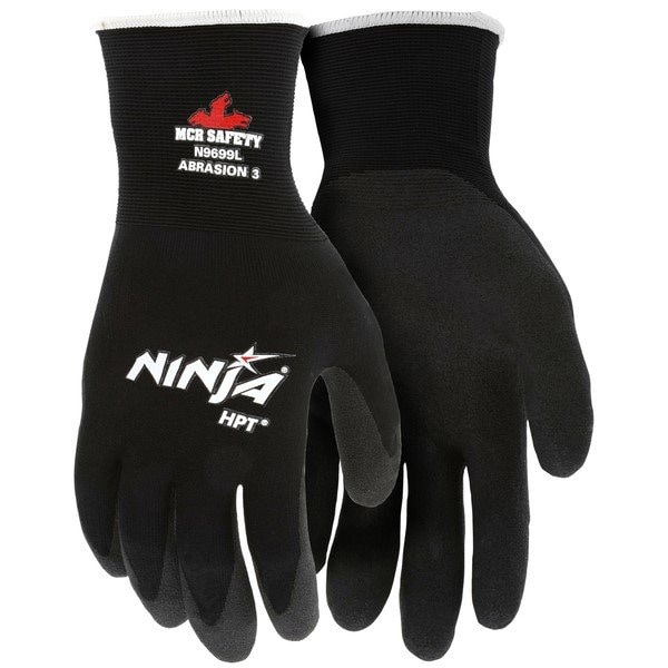 Mcr Safety Ninja Gloves, Small, Nylon, Black, Knit Wrist Cuff - N9699S