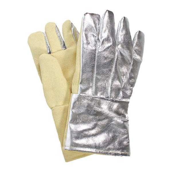 National Safety Apparel Thermal Gloves, Thermobest(TM), 600  Degrees F Max Temp., Gauntlet Cuff Silver/Yellow, Universal - G51TCNL14