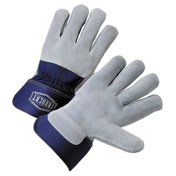 Pip Leather Palm Gloves, Cowhide, Safety Cuff, Wing Thumb, Full Finger, Gray, XL, 12 PK - IC6/XL