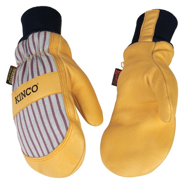 Kinco 1927KWT Lnd Prem. Grn Pgskn Palm Mitt w. Knt Wrist L - 1927KWT-L