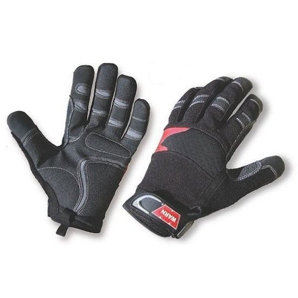 Warn Gloves Winch Gloves; Synthetic Leather With Kevlar Reinforcement; Shock Absorbing Palm; Black - 91650