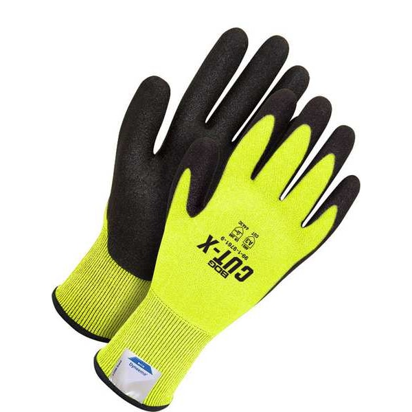 Bdg Coated Gloves, Polyurethane, Sandy, Palm, Not Rated Abrasion Level, Black/Yellow, , L 1 PR - 99-1-9761-9