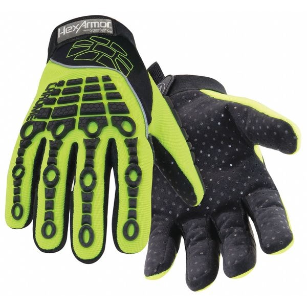 Hexarmor Chrome Series(R) Hi-Vis Cut-Resistant Impact Gloves, Synthetic Leather Palm, XS - 4026-XS (6)