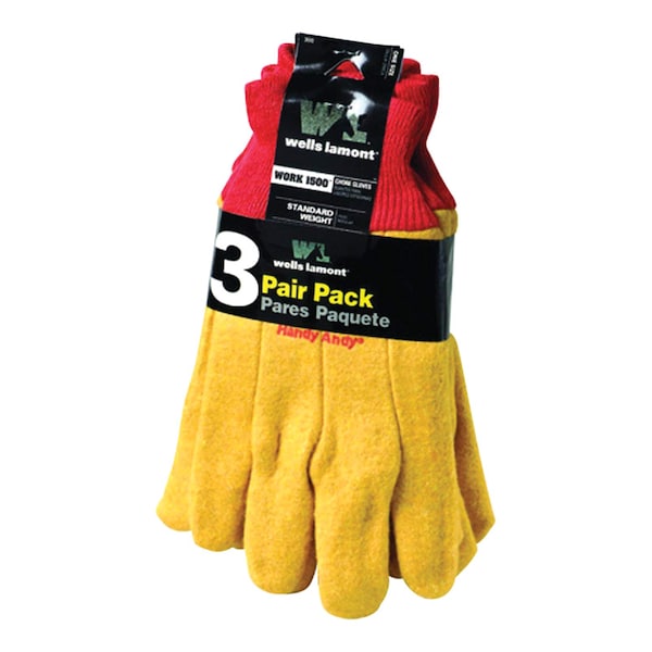 Wells Lamont Wells Lamont Handy Andy Men's Indoor/Outdoor Chore Gloves Yellow One Size Fits All 3 pair - 300F