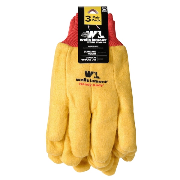 Wells Lamont Wells Lamont Handy Andy Men's Indoor/Outdoor Chore Gloves Yellow One Size Fits All 3 pair - 300F