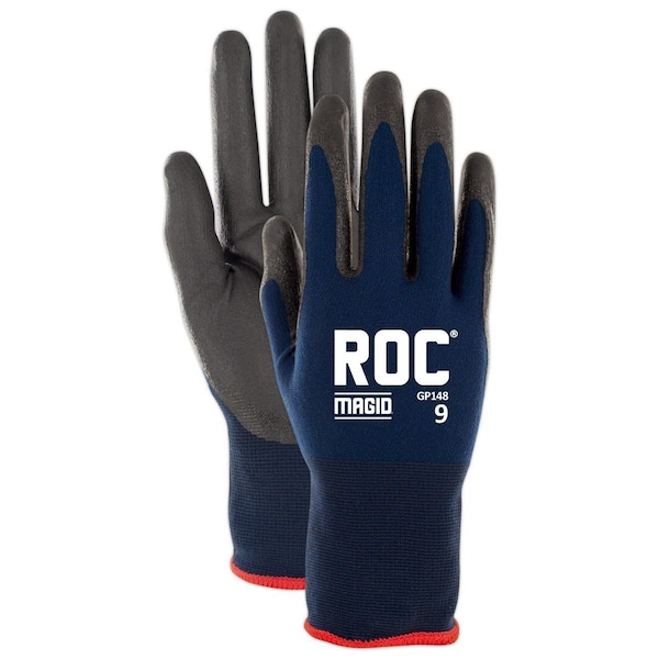 Magid Coated Gloves, 4 Abrasion Level, Blue, 10 12 PK - GP14810