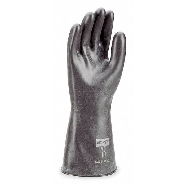 Honeywell North Chemical Resistant Gloves, Butyl, 11 in L, 16 mil, Black, 8, 1 PR - B161/8