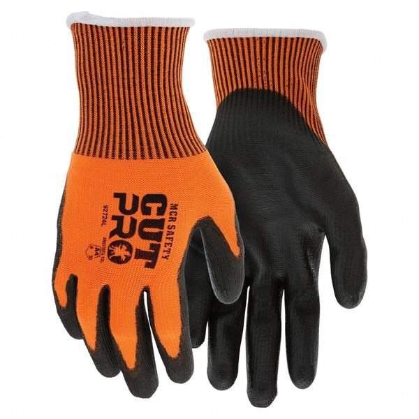 Mcr Safety Coated Gloves, Polyurethane, Sandy, Palm, 4 Abrasion Level, 2XL 1 PR - 92724XXL