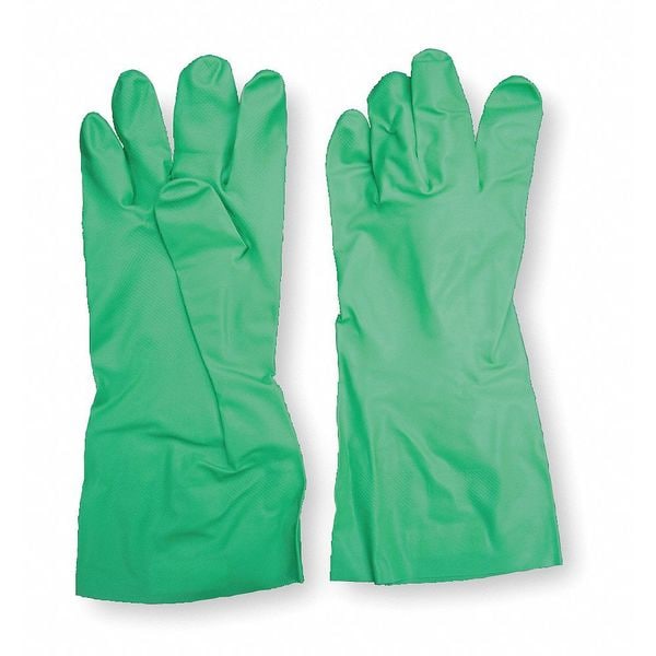Condor Chemical Resistant Gloves, Nitrile, 18 in L, 22.00 mil, Green, 10, 1 PR - 2YEK7