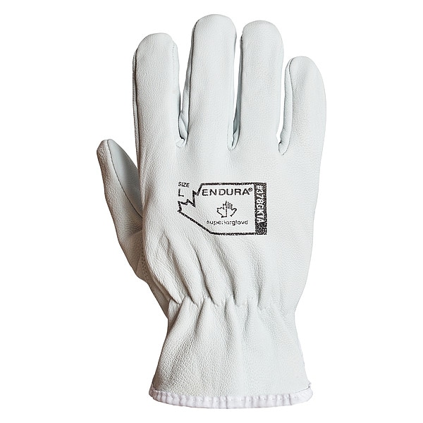 Superior Glove Drivers Gloves, Shirred Slip-On Cuff, Keystone Thumb, White, L, 12 PK - 378GKTA-L