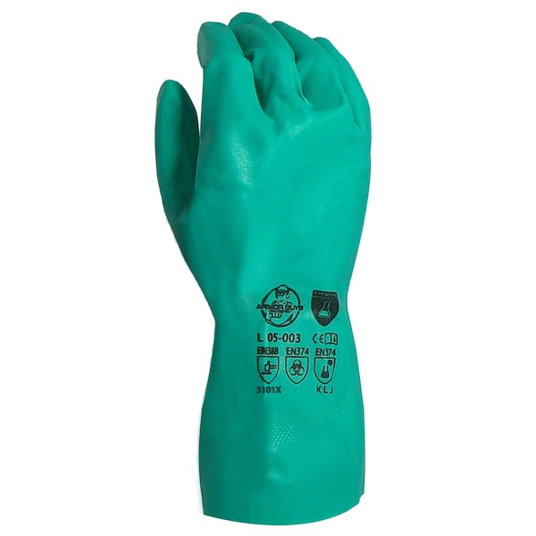 Armor Guys Chemical Resistant Gloves, Chemiflex, Green, XL, 12 PK - 05-003-XL