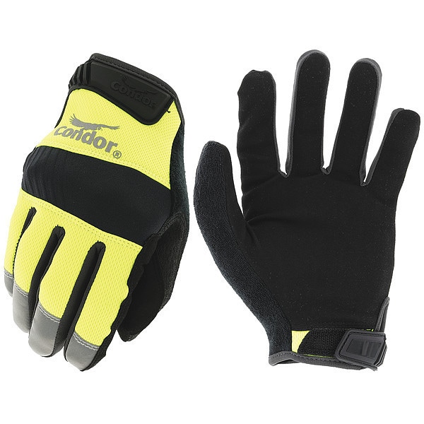Condor Condor Hi-Vis Mechanics Gloves, Synthetic Leather Palm, Polyester Back, 9, Yellow - 488C20