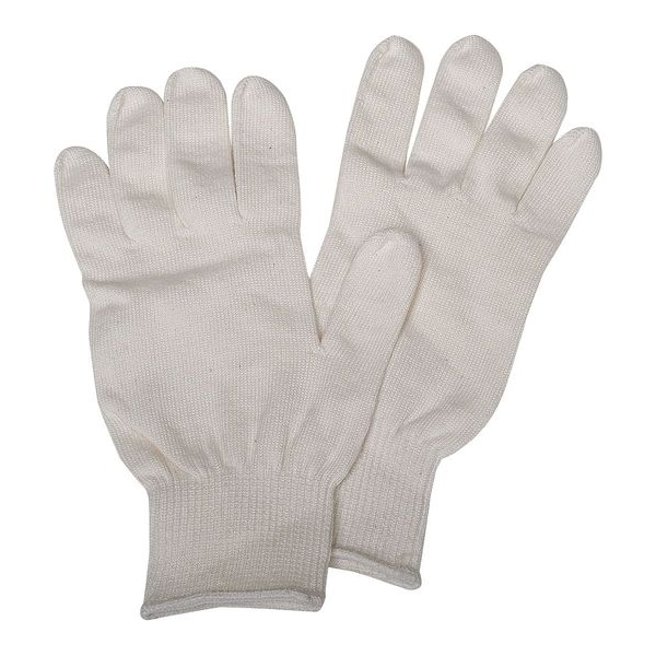 Condor Glove Liners, Gen Purpose, Cotton/Polyester, Knit Cuff, 9 1/4 in L, White, Universal Size, 1 Pair - 4T497