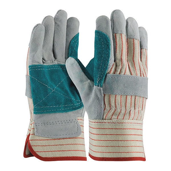 Pip Leather Palm Gloves, Safety, Wing Thumb, Gunn Cut, Gray, L, 12 PK - 85-7512J