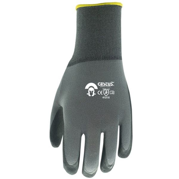 Cestus Nitrile Coated Gloves, Nitrile, Micro-Finish, Palm and Fingers, 4 Abrasion Level, Black, XL 1 PR - C11-XL